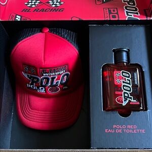 Ralph Lauren Red Racing Cap and Fragrance Set